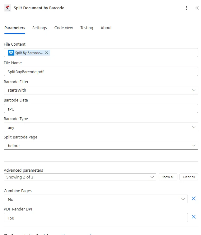Dividir PDF por código de barras Power Automate